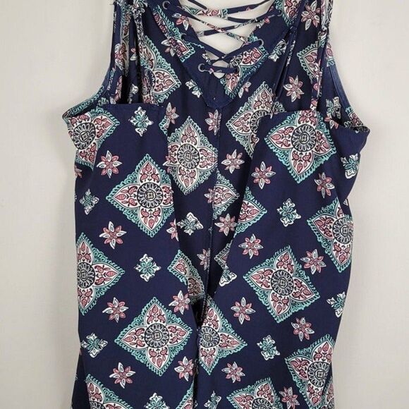 Illa Illa Sphagetti Straps Romper Navy Blue Floral Boho Size M - Picture 7 of 12